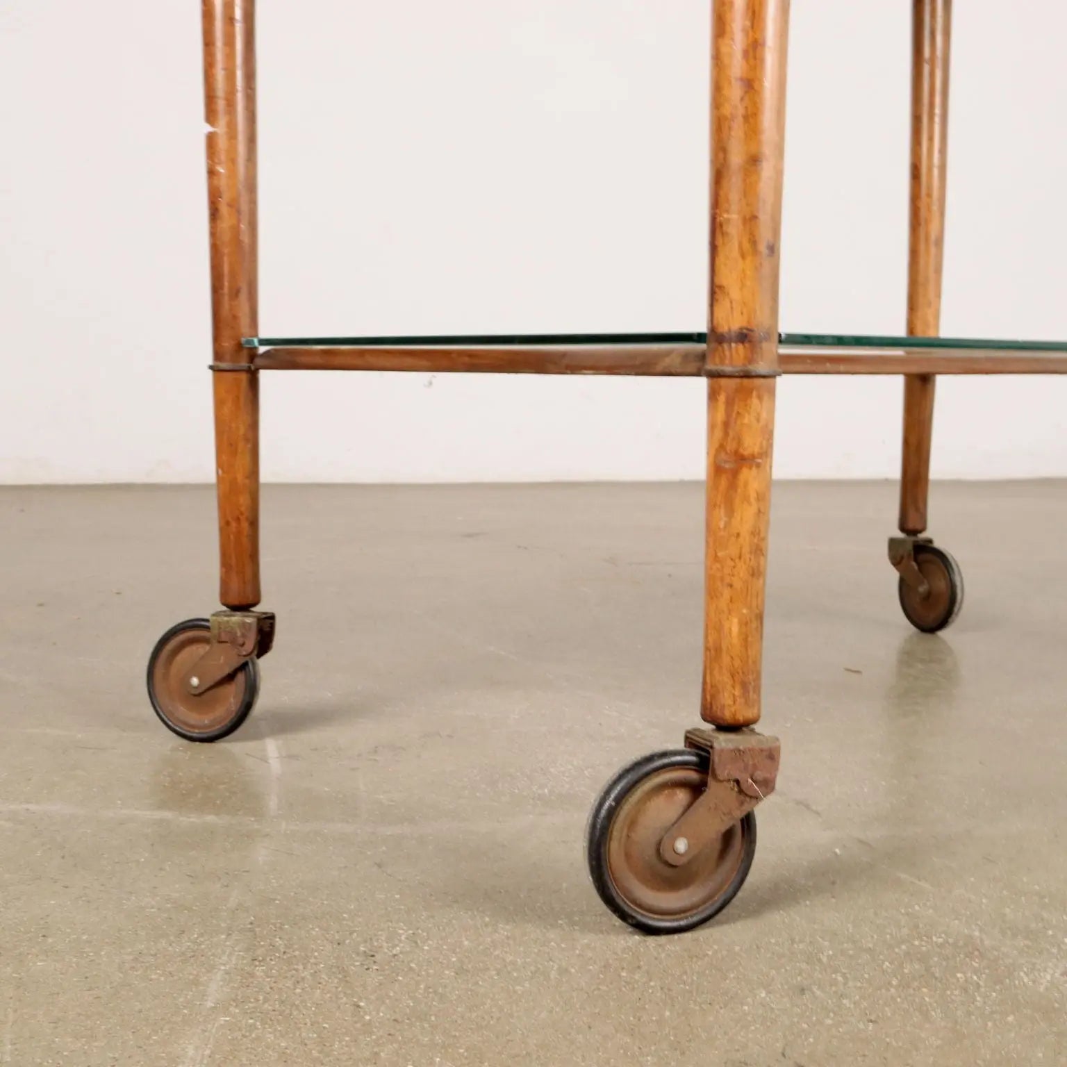 Vintage 1950s Kitchen Trolley Beech Glass Italy | Modernism | Complements