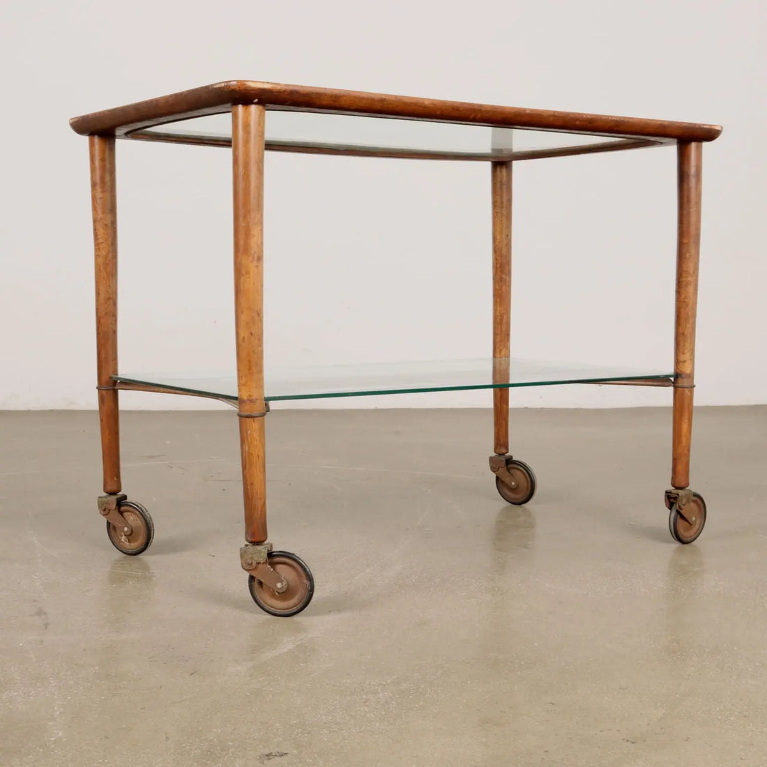 Vintage 1950s Kitchen Trolley Beech Glass Italy | Modernism | Complements