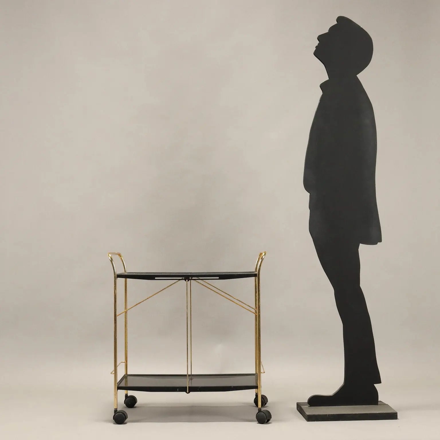 Vintage 1980s Foldable Serving Cart Metal Italy | Modernism | Complements