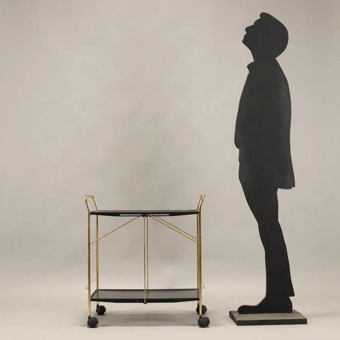 Vintage 1980s Foldable Serving Cart Metal Italy | Modernism | Complements