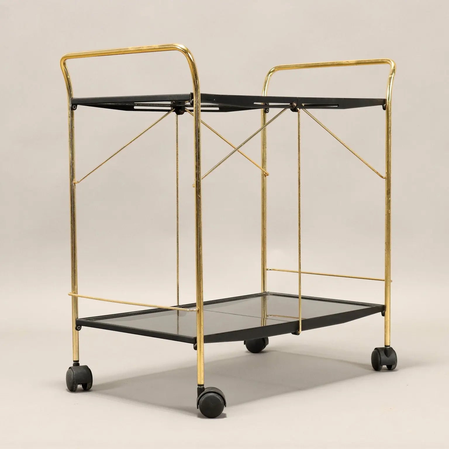 Vintage 1980s Foldable Serving Cart Metal Italy | Modernism | Complements