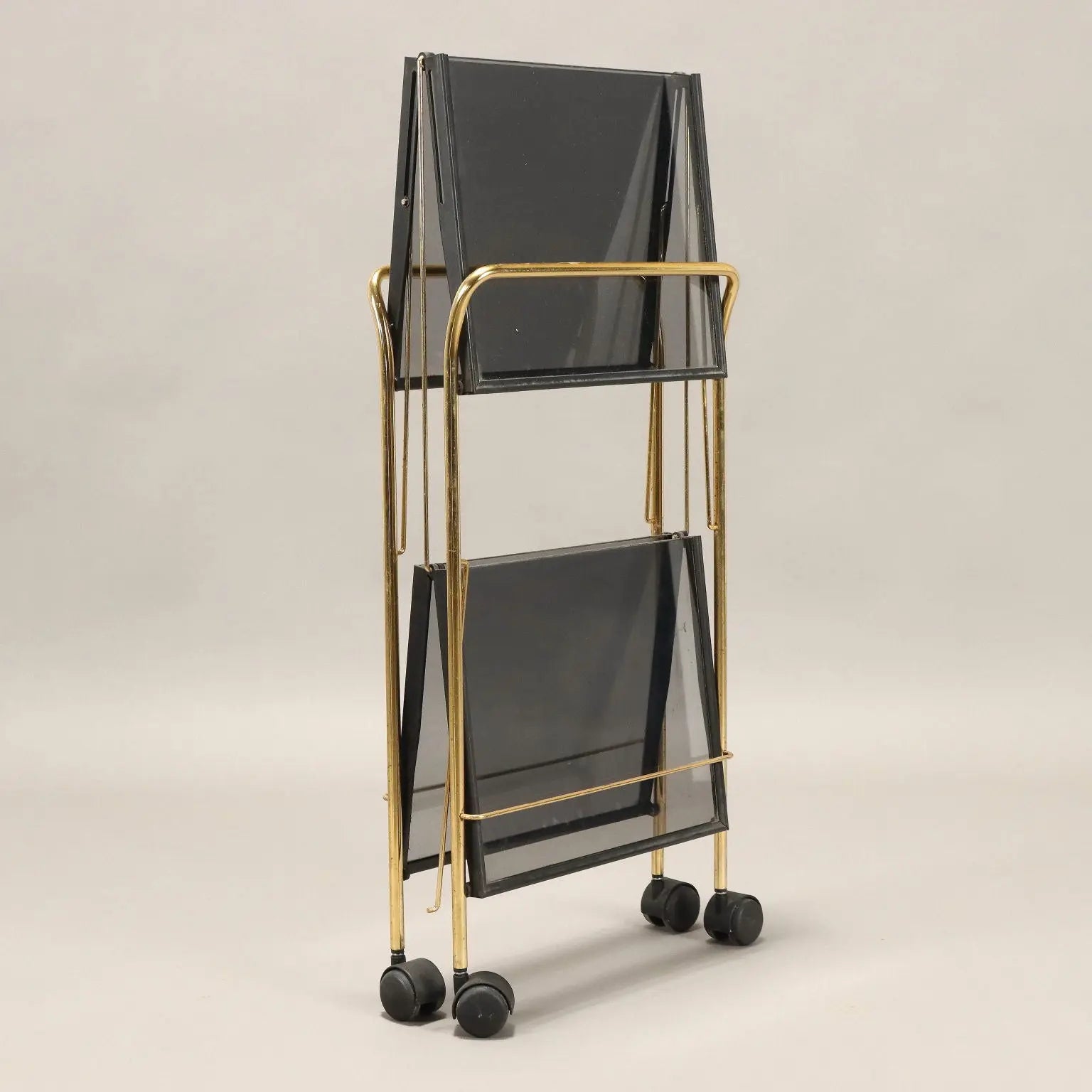 Vintage 1980s Foldable Serving Cart Metal Italy | Modernism | Complements