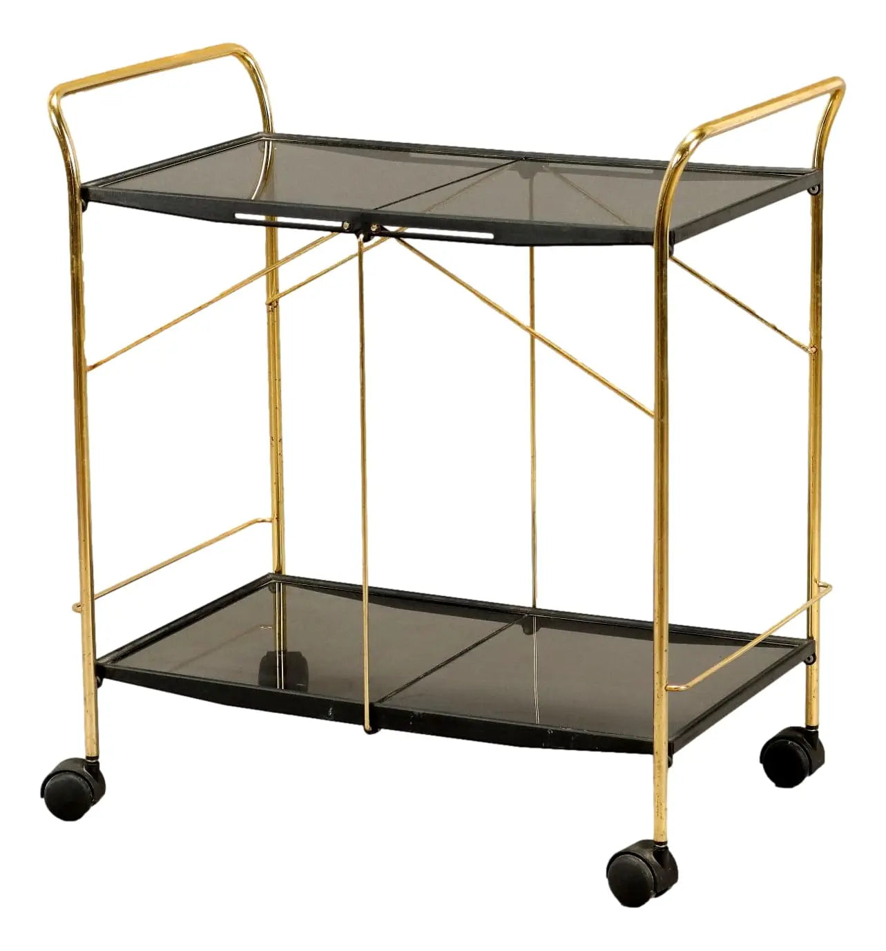 Vintage 1980s Foldable Serving Cart Metal Italy | Modernism | Complements