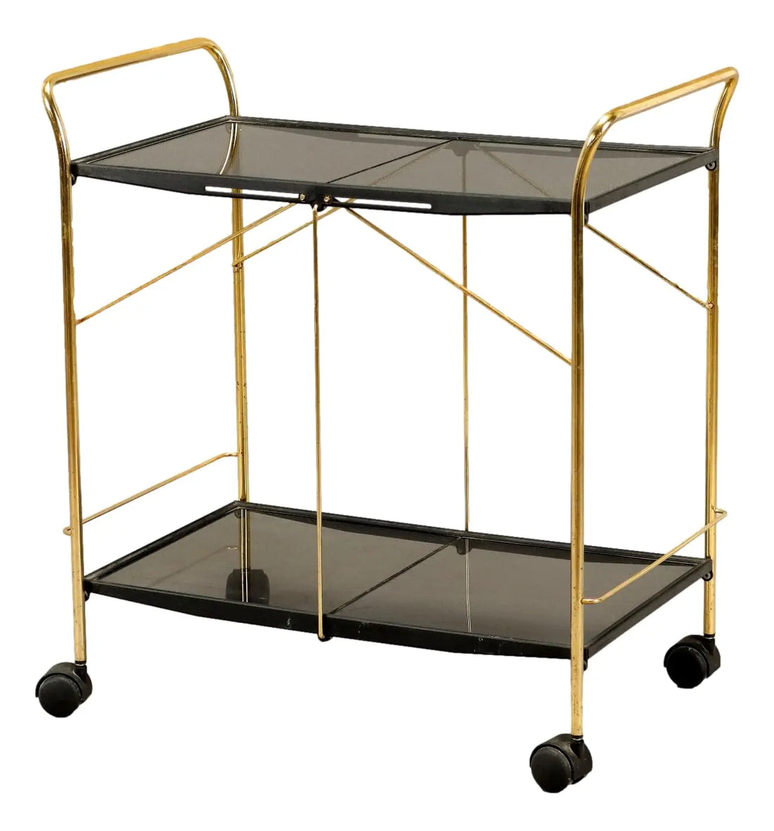Vintage 1980s Foldable Serving Cart Metal Italy | Modernism | Complements