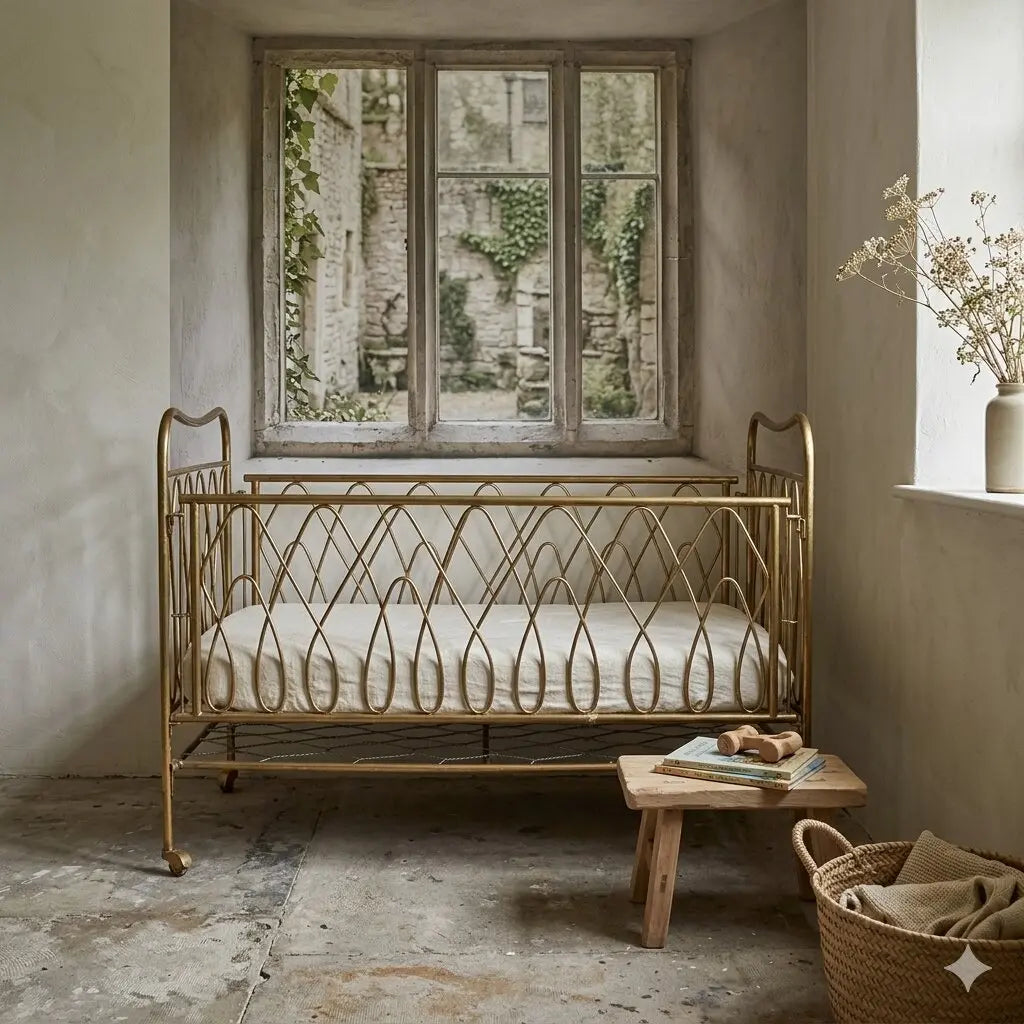 Vintage 1950s Children's Bed Brass Italy | Modernism | Complements