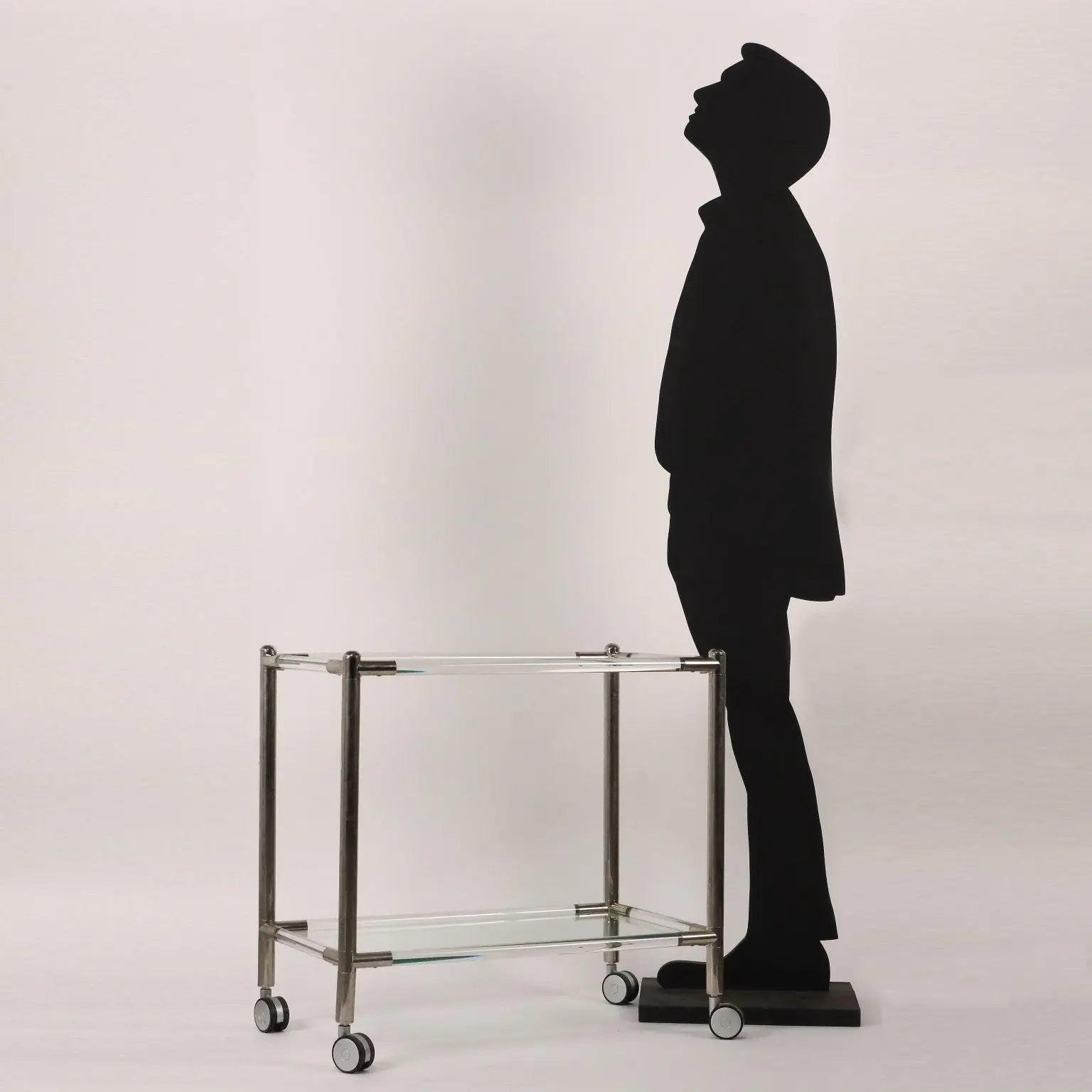 Vintage Service Cart Glass Chromed Metal Italy 1980s | Modernism | Complements