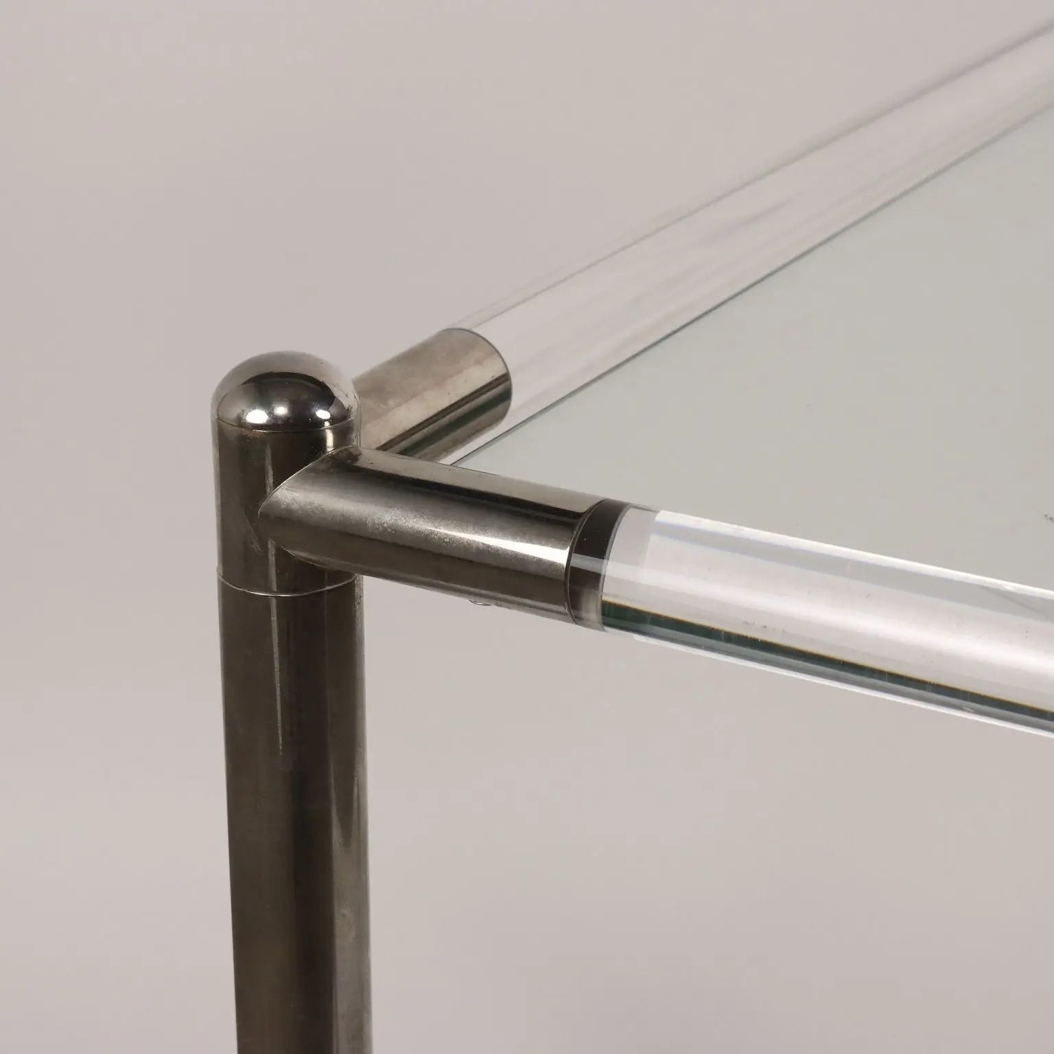 Vintage Service Cart Glass Chromed Metal Italy 1980s | Modernism | Complements