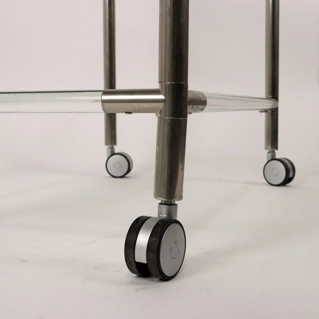 Vintage Service Cart Glass Chromed Metal Italy 1980s | Modernism | Complements