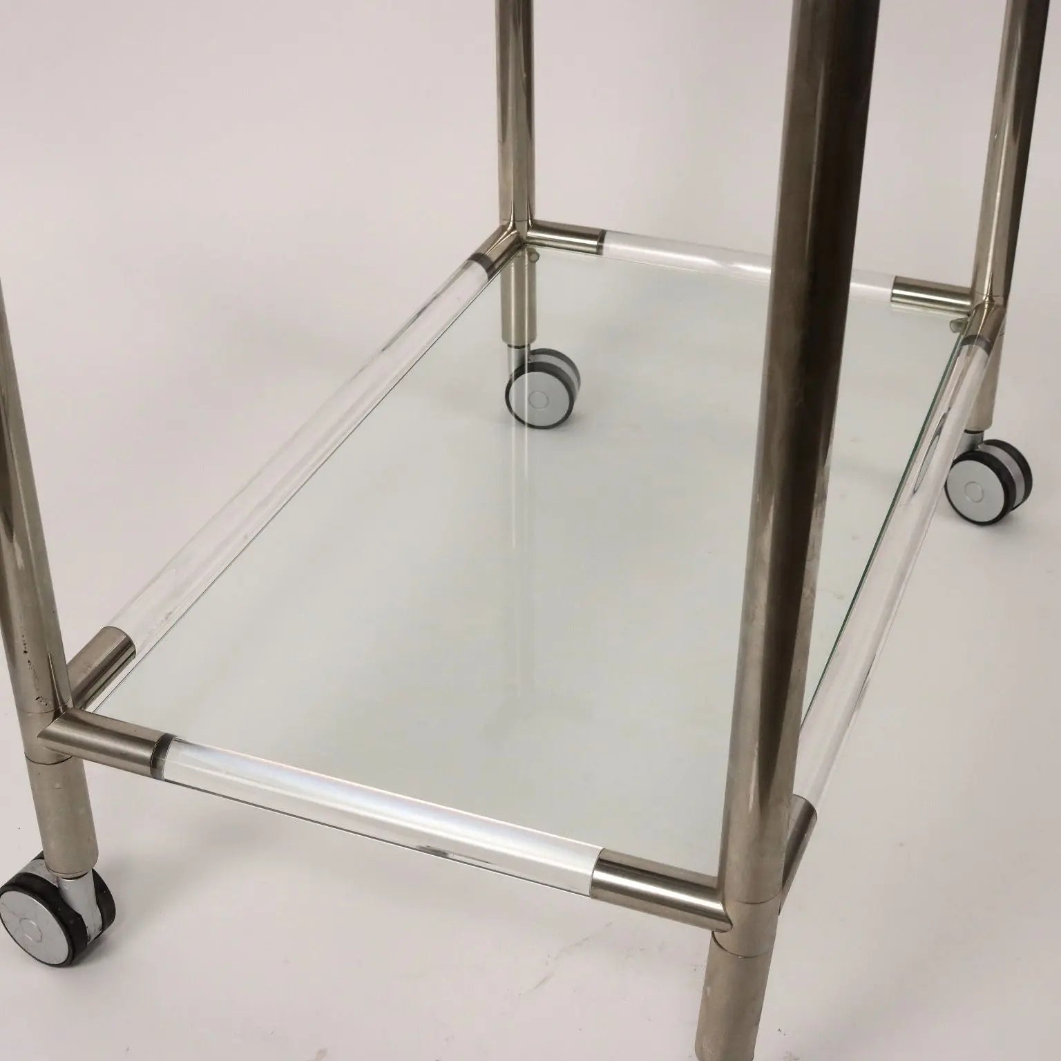 Vintage Service Cart Glass Chromed Metal Italy 1980s | Modernism | Complements