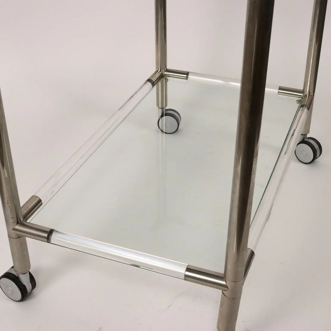 Vintage Service Cart Glass Chromed Metal Italy 1980s | Modernism | Complements
