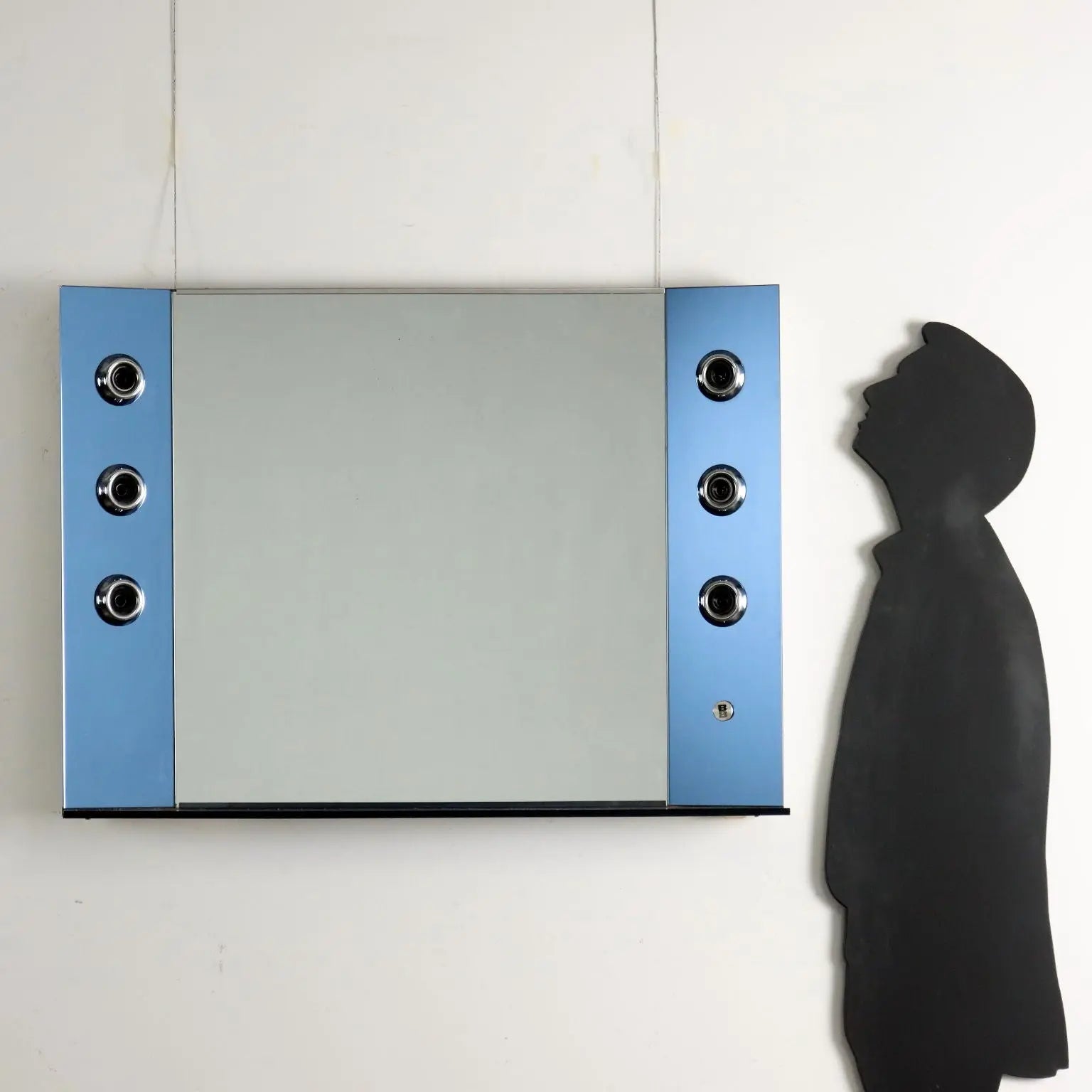 Vintage Design Mirror with Lights Glass Italy 1960s | Modernism | Complements