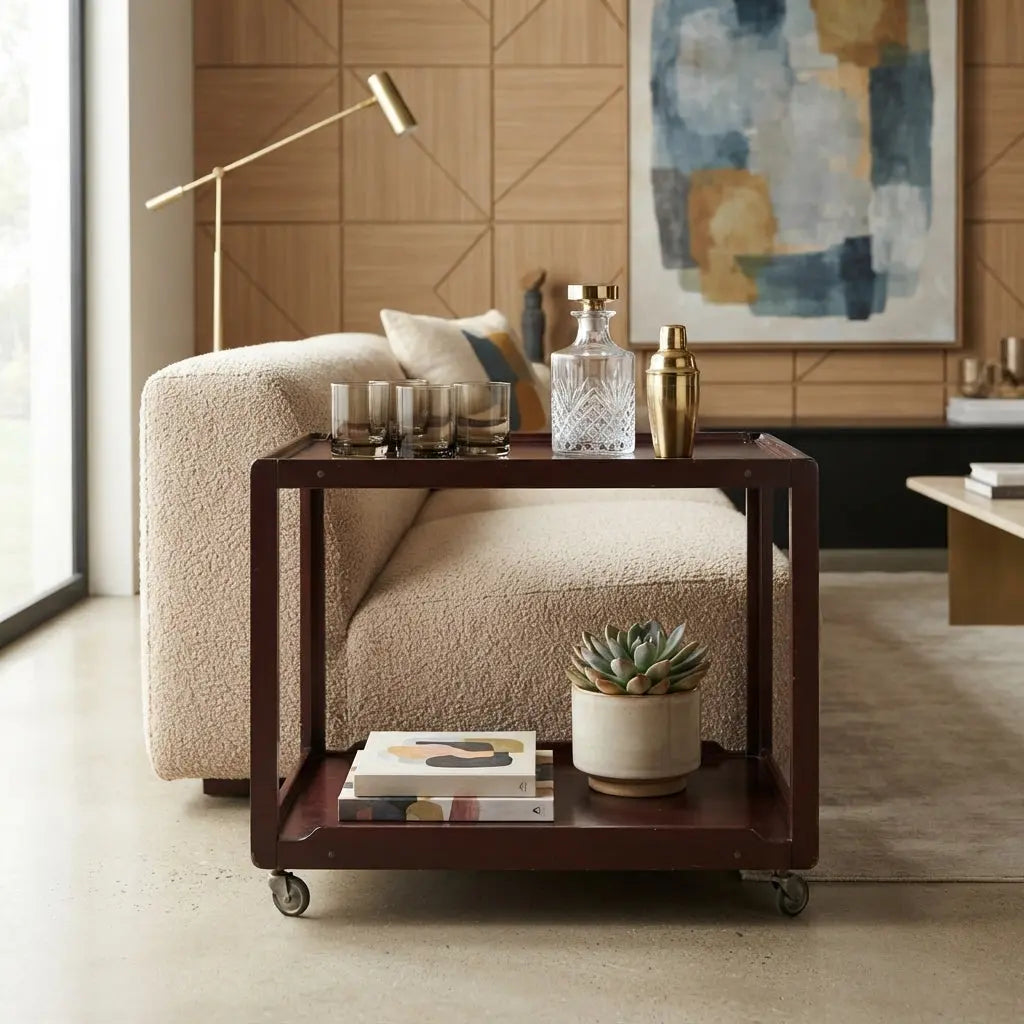 Vintage Kitchen Trolley Exotic Wood Veneer Italy 1960s | Modernism | Complements