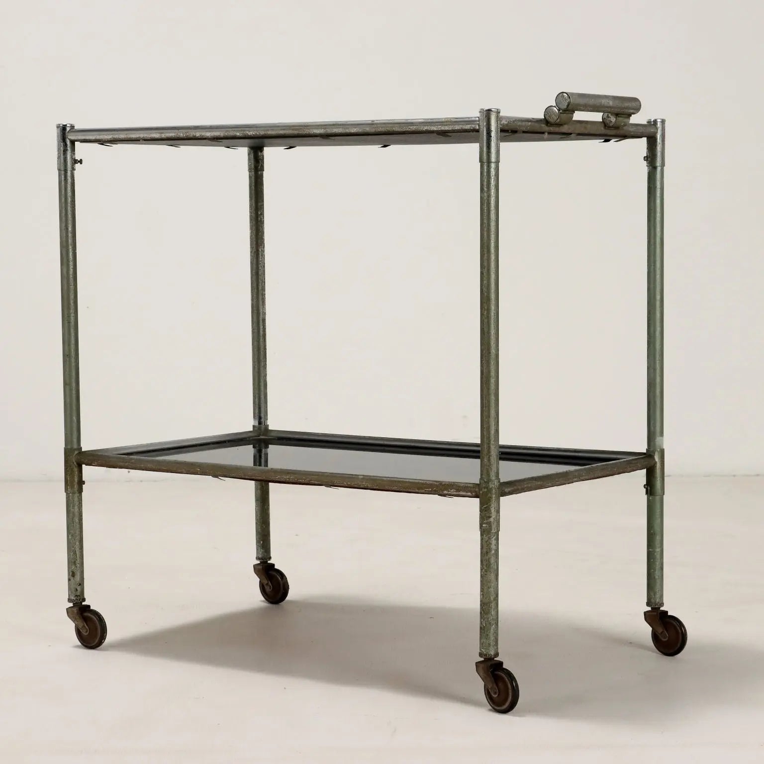 Vintage Service Trolley Aluminium Glass Italy 1960s | Modernism | Complements