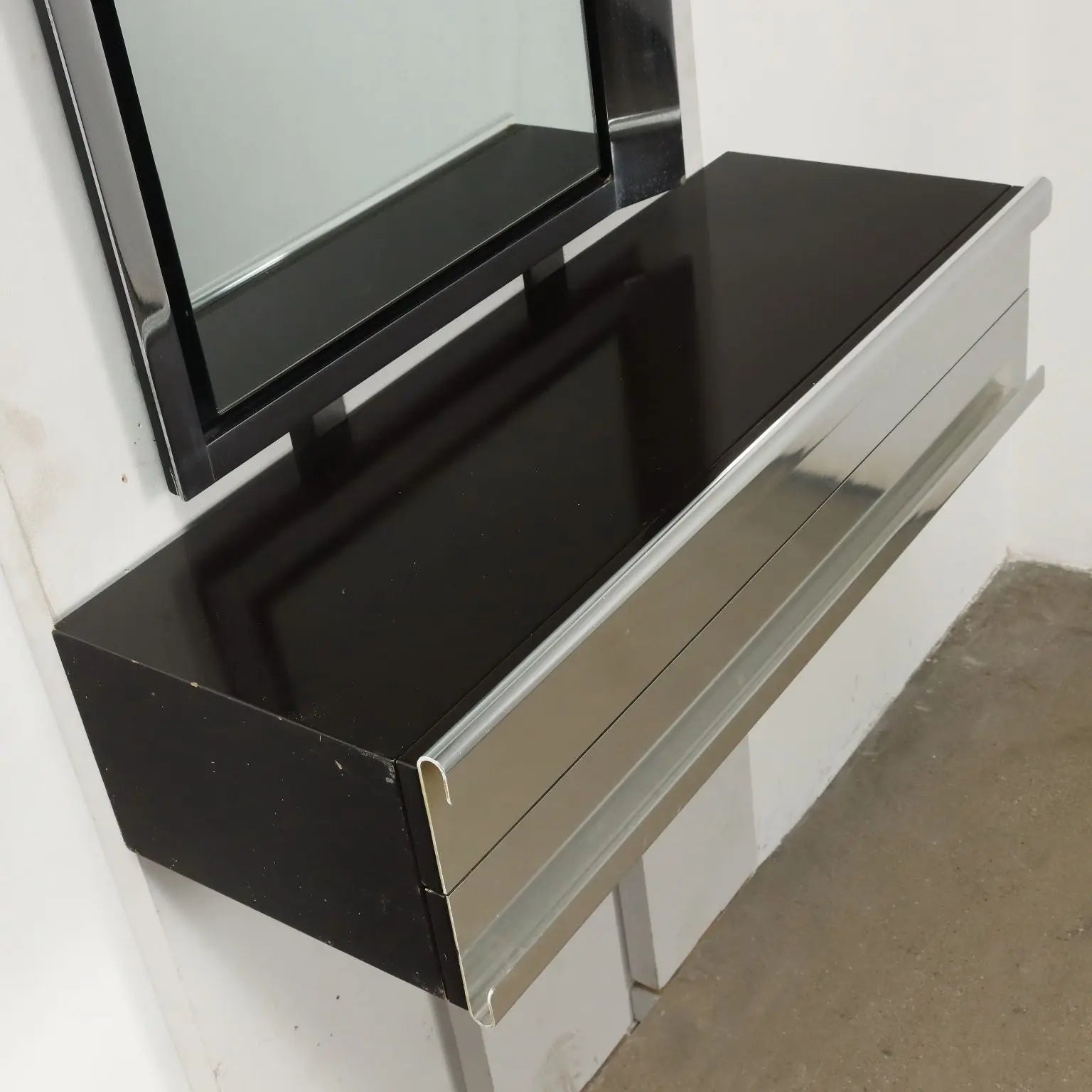 Vintage Console Wood Aluminium Glass Italy 1970s | Modernism | Complements