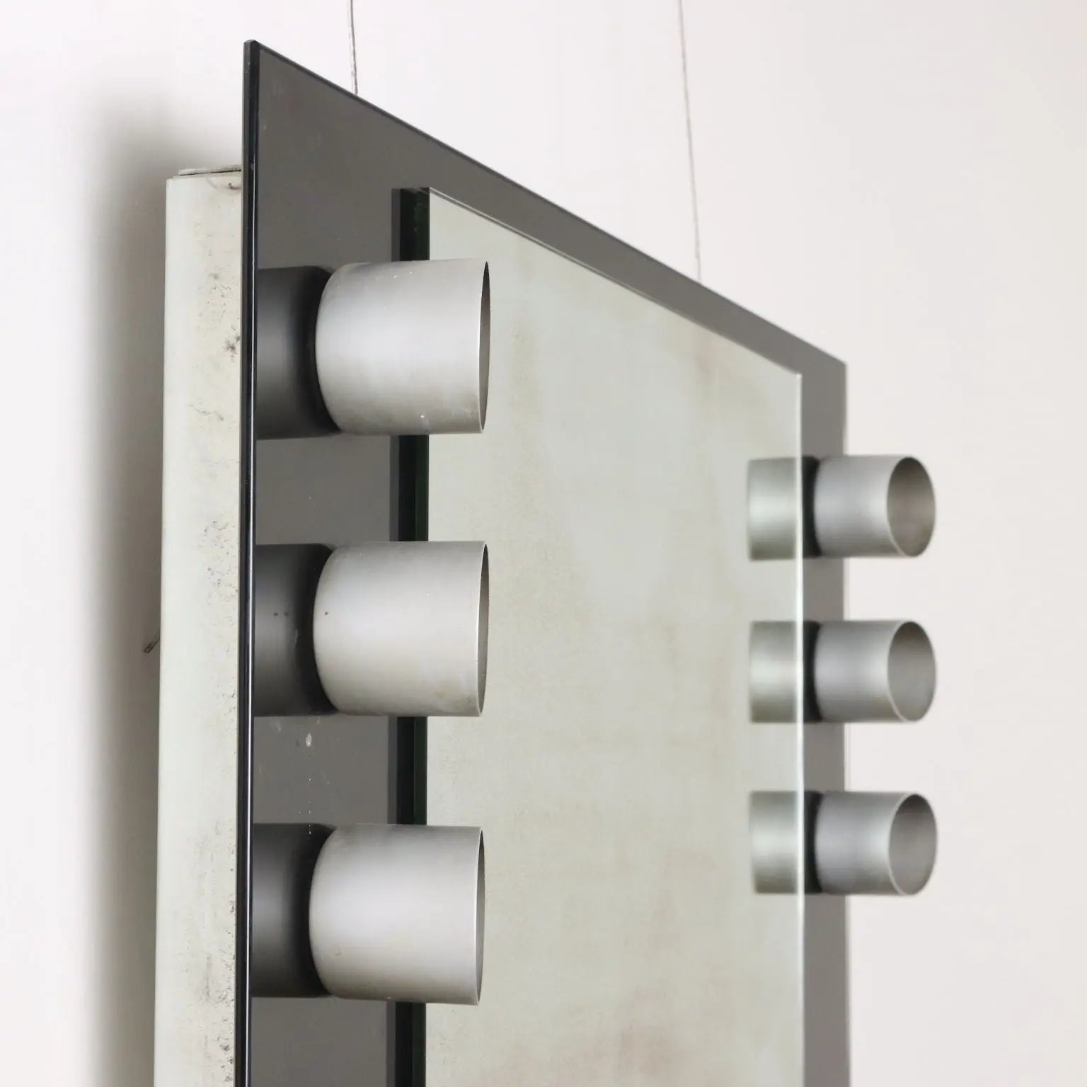 Vintage Bathroom Mirror Glass with Lights Italy 1970s | Modernism | Complements
