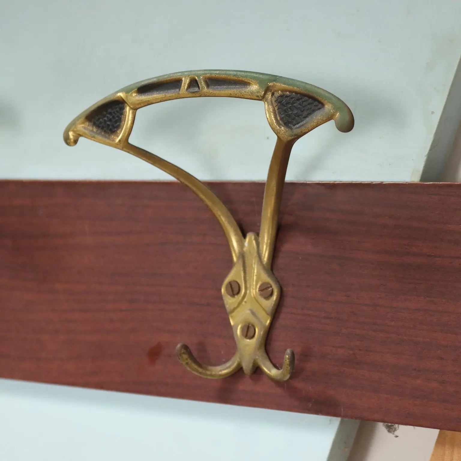 Vintage 1960s Coat Rack with Mirror and Brass