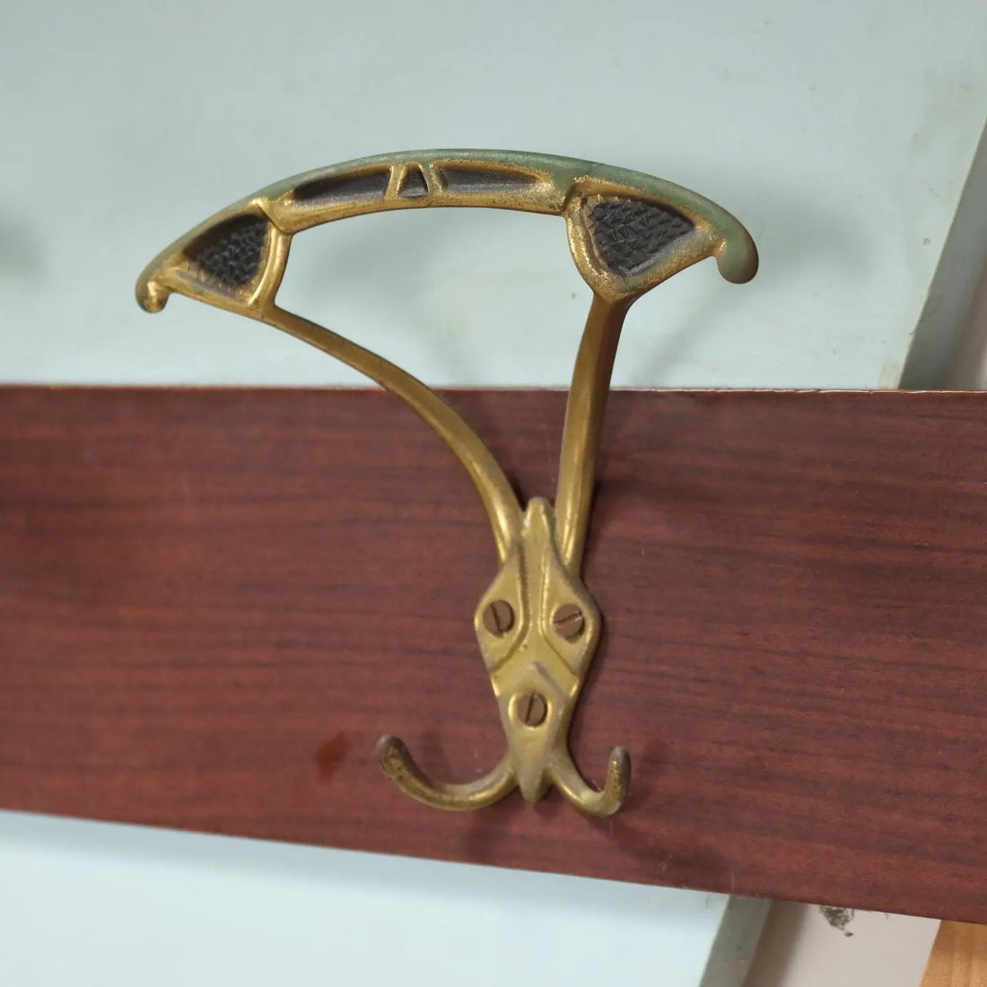 Vintage 1960s Coat Rack with Mirror and Brass