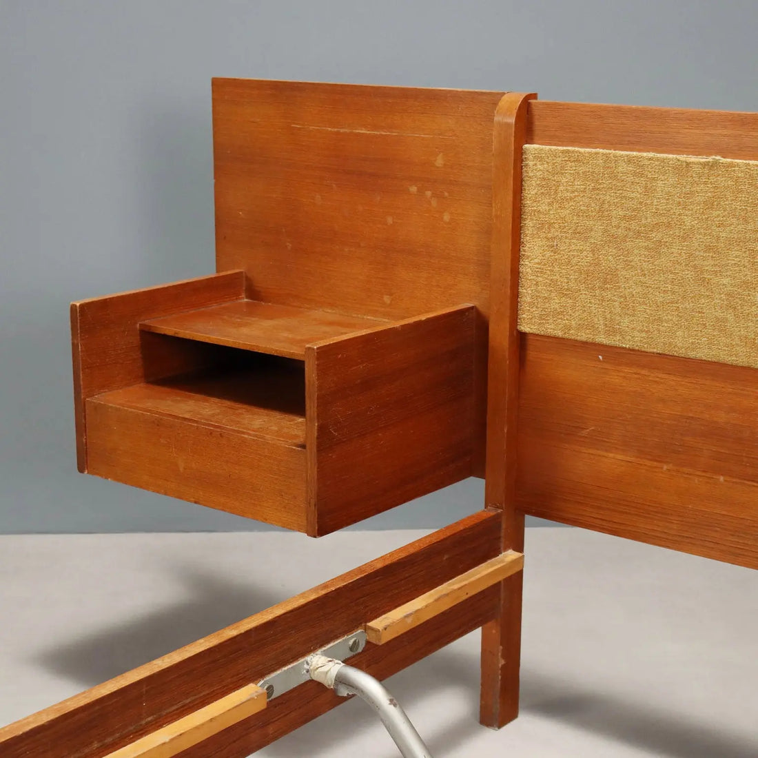 Vintage Bed Design with Bedside Table Teak Veneer Fabric 1960s | Modernism | Complements