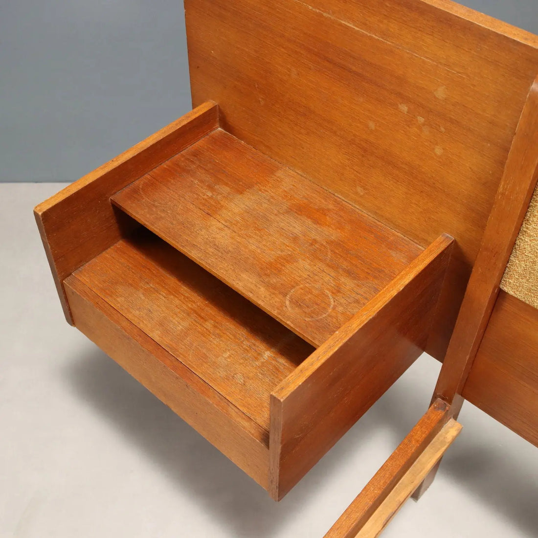 Vintage Bed Design with Bedside Table Teak Veneer Fabric 1960s | Modernism | Complements