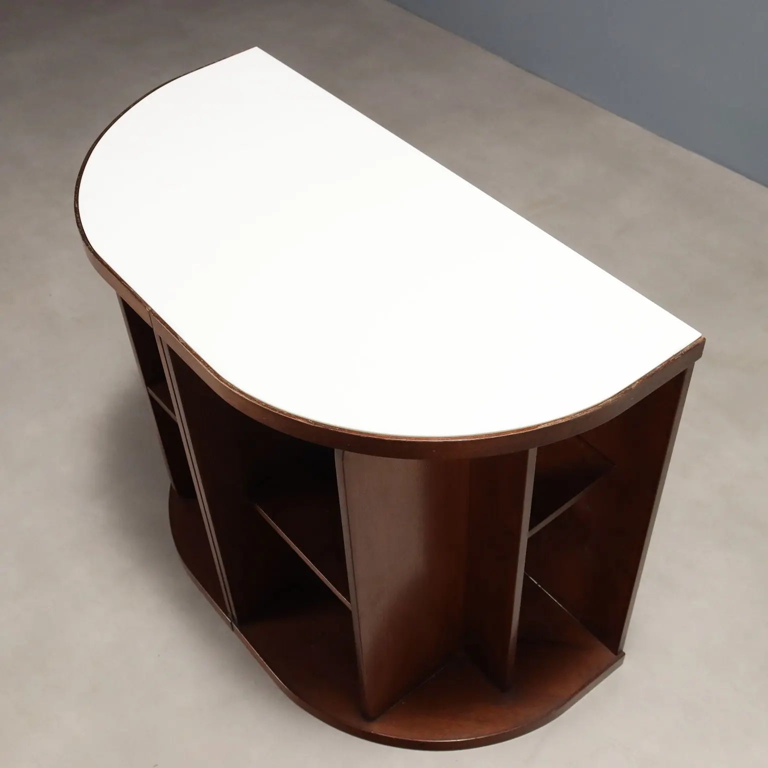 Vintage Cabinet Wood White Glass Top Design Italy 1960s-1970s | Modernism | Complements