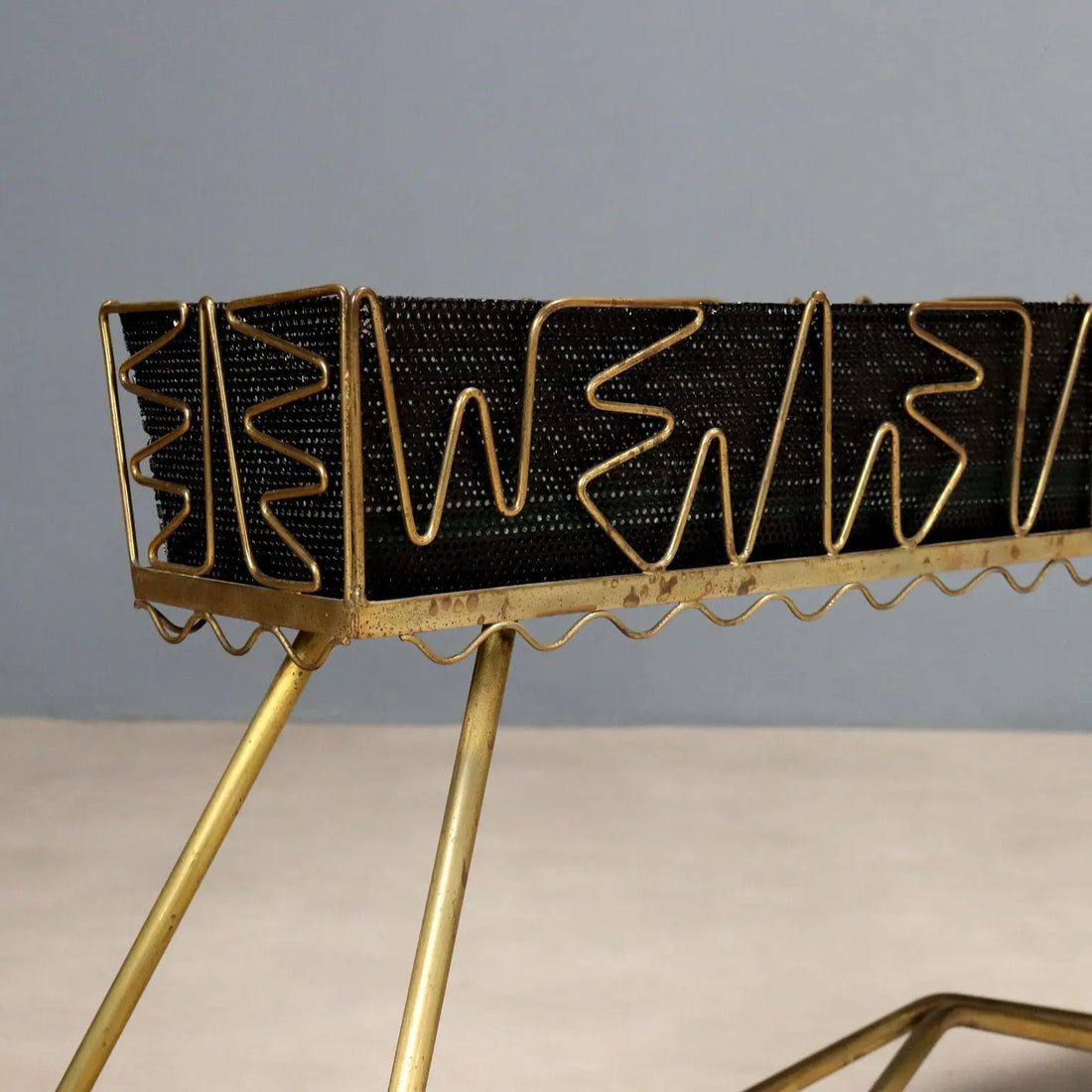 Vintage Planter Brass Enamelled Metal Design Italy 1950s