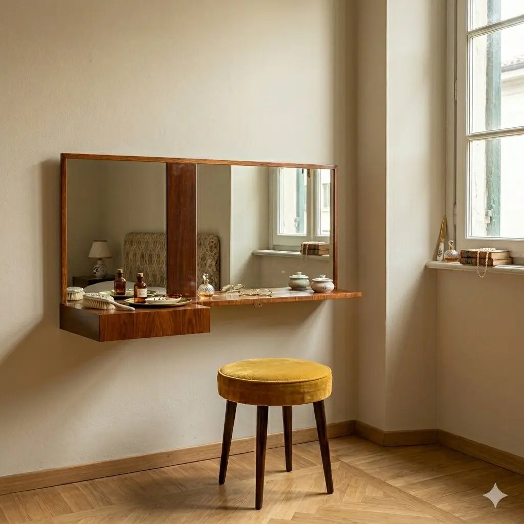 Vintage Dressing Table Exotic Wood Veneer Design Italy 1950s | Modernism | Complements