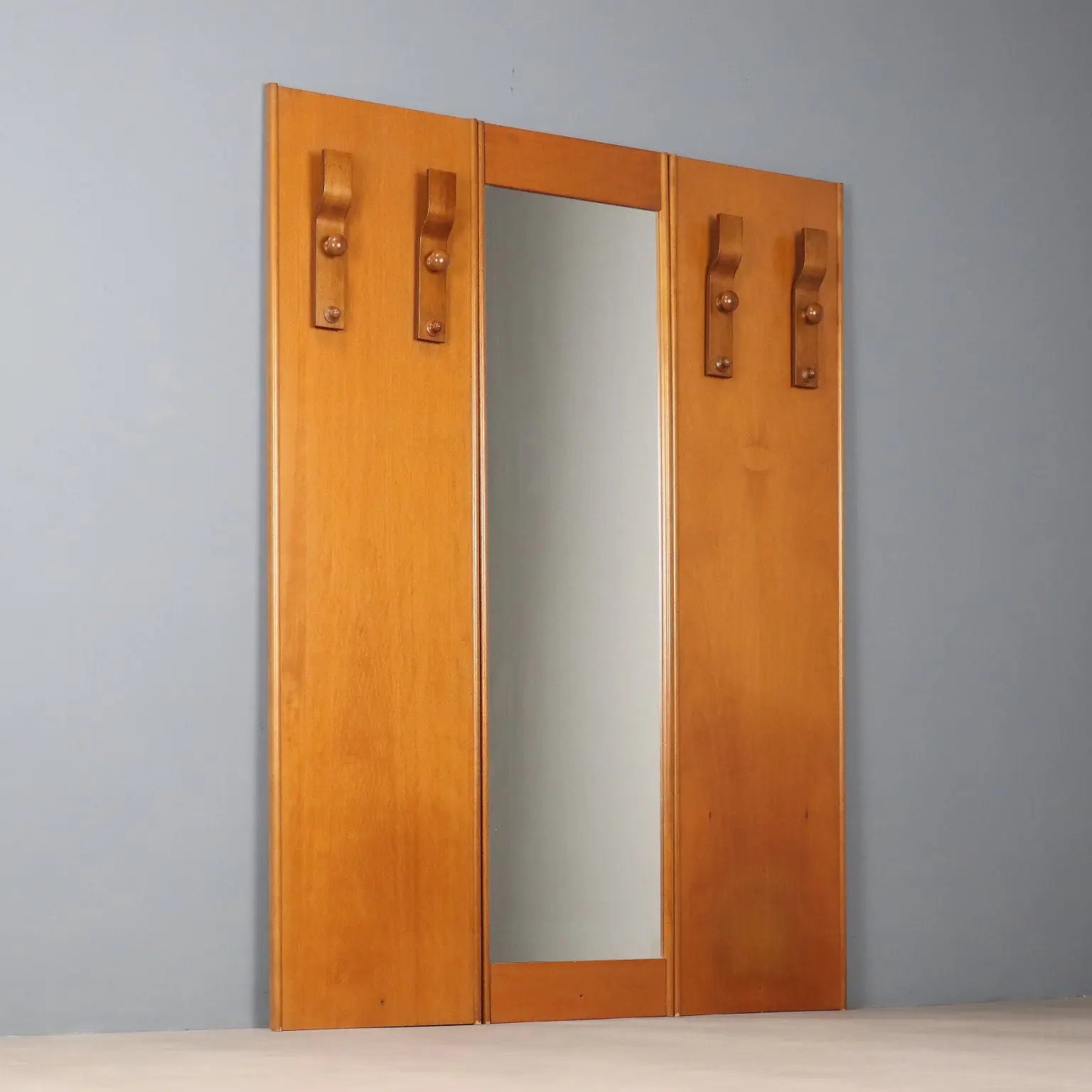 Vintage Entrance Cabinet Wood with Mirror Design Italy 1960s-1970s