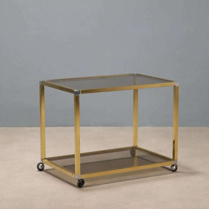 Vintage Kitchen Trolley Brass Glass Design Italy 1980s | Modernism | Complements