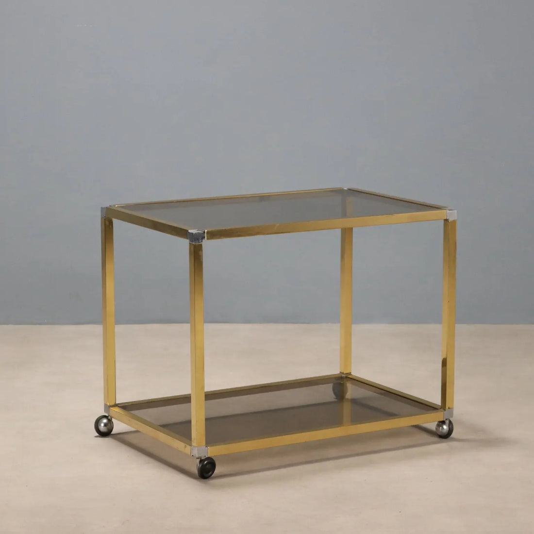 Vintage Kitchen Trolley Brass Glass Design Italy 1980s | Modernism | Complements