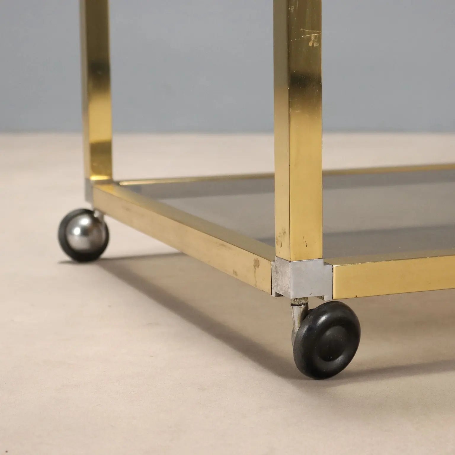 Vintage Kitchen Trolley Brass Glass Design Italy 1980s | Modernism | Complements