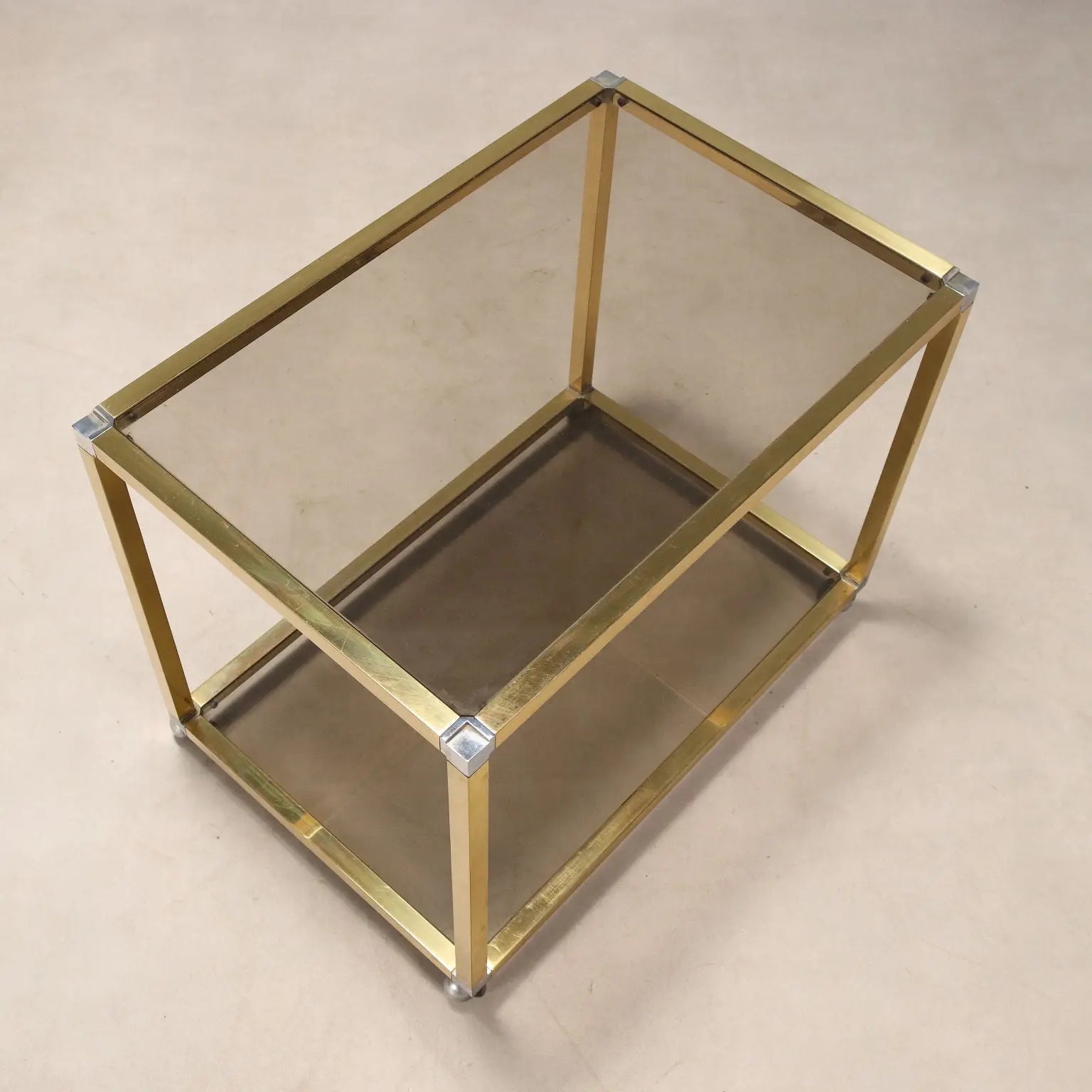 Vintage Kitchen Trolley Brass Glass Design Italy 1980s | Modernism | Complements