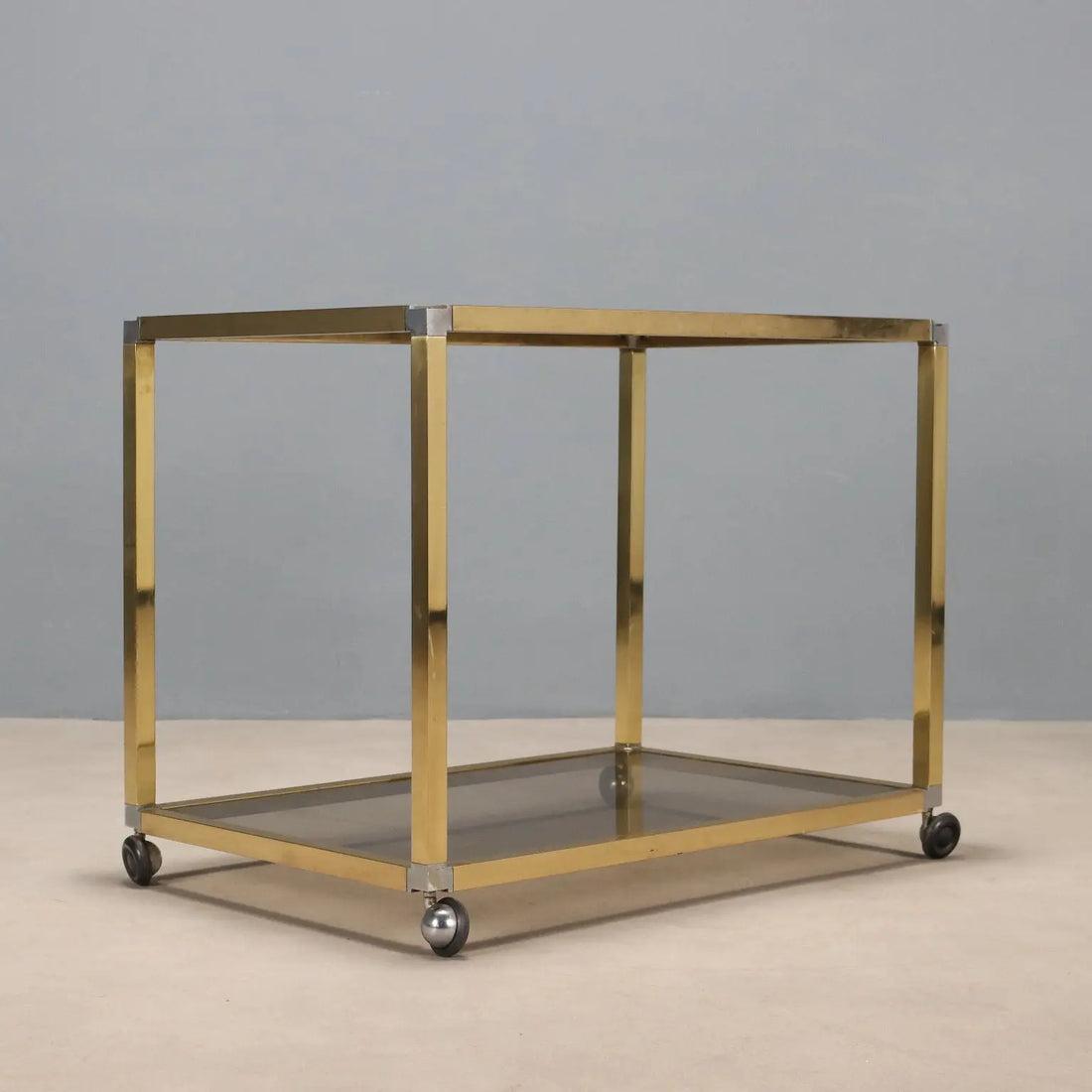 Vintage Kitchen Trolley Brass Glass Design Italy 1980s | Modernism | Complements