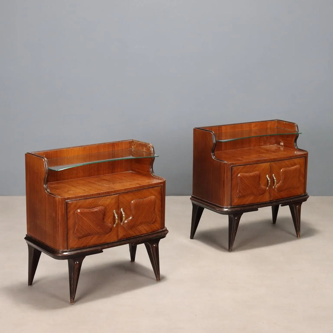 Vintage Nightstands Exotic Wood Veneer Design Italy 1950s | Modernism | Complements