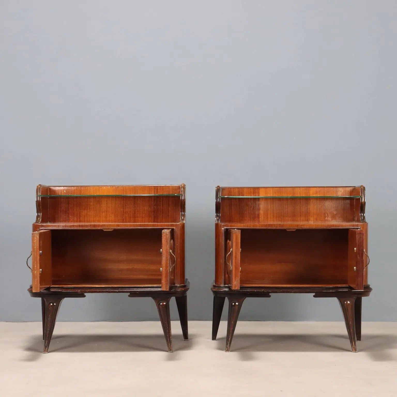 Vintage Nightstands Exotic Wood Veneer Design Italy 1950s | Modernism | Complements