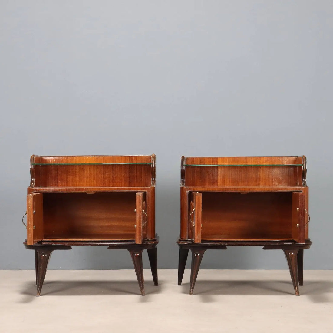 Vintage Nightstands Exotic Wood Veneer Design Italy 1950s | Modernism | Complements