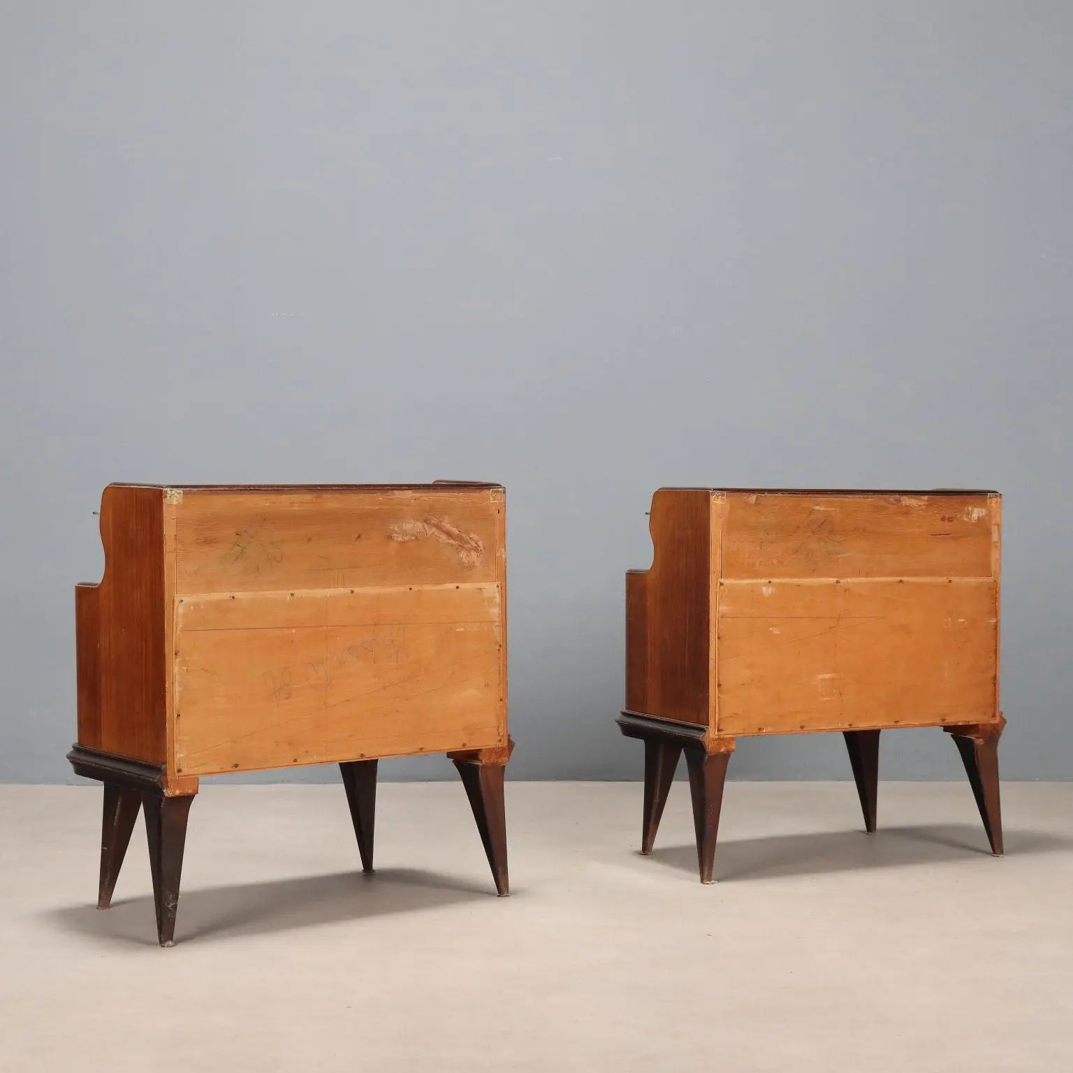 Vintage Nightstands Exotic Wood Veneer Design Italy 1950s | Modernism | Complements