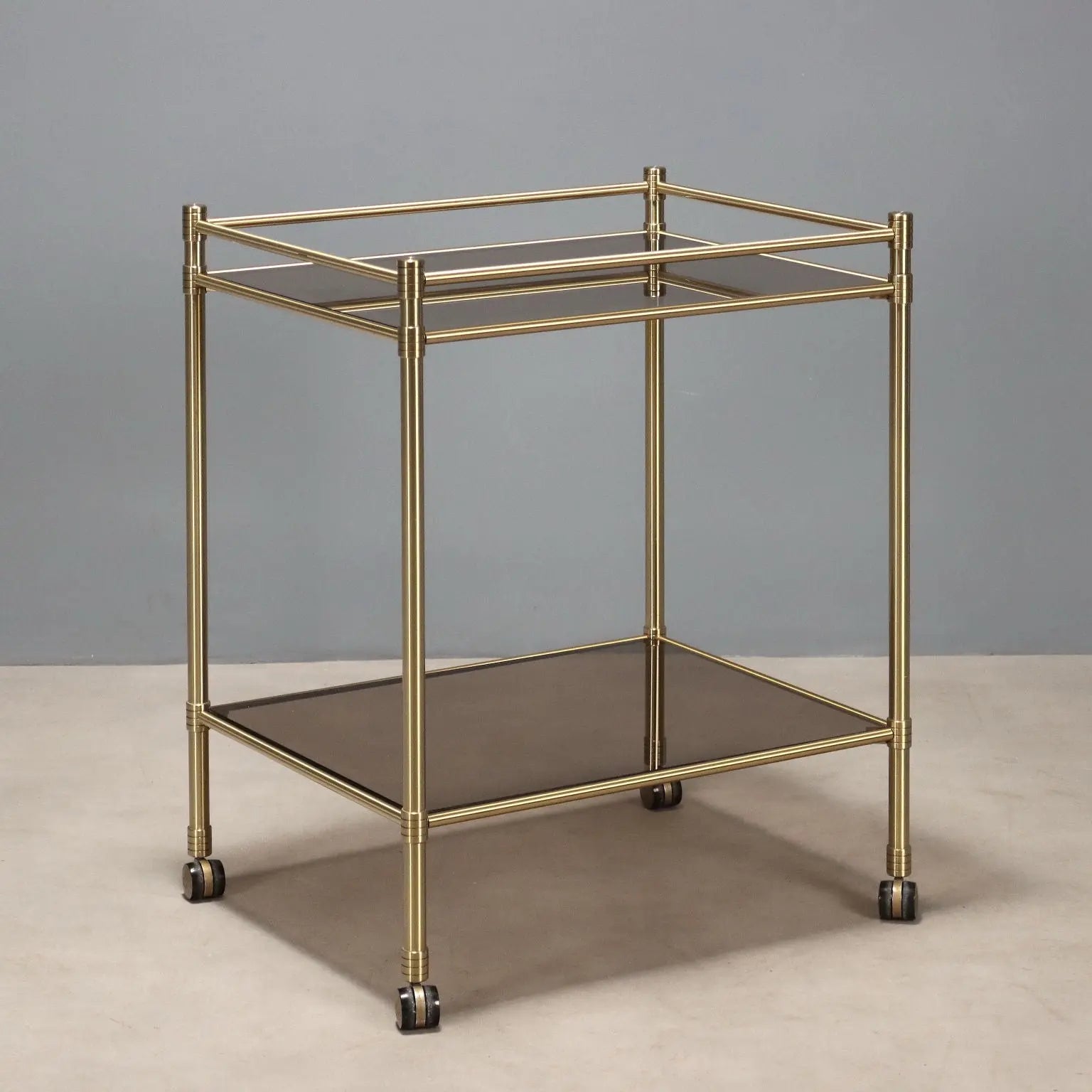 Vintage Kitchen Trolley Smoked Glass Brass Design Italy 1980s | Modernism | Complements