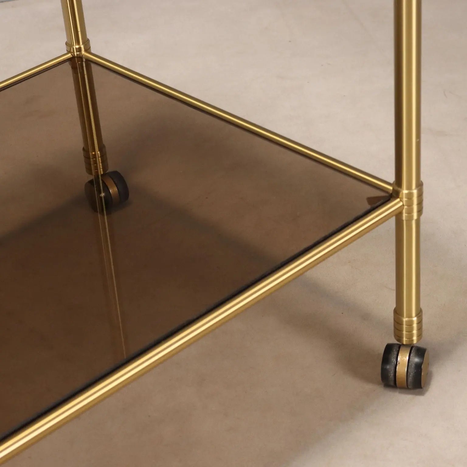 Vintage Kitchen Trolley Smoked Glass Brass Design Italy 1980s | Modernism | Complements