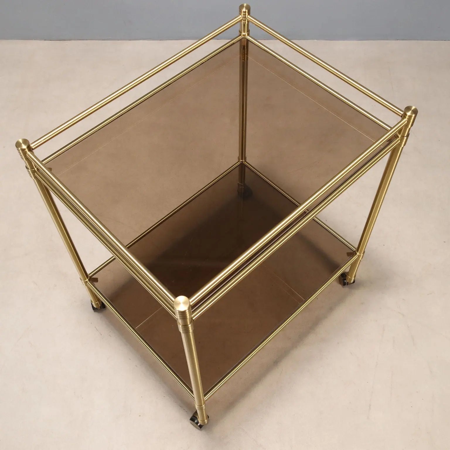 Vintage Kitchen Trolley Smoked Glass Brass Design Italy 1980s | Modernism | Complements
