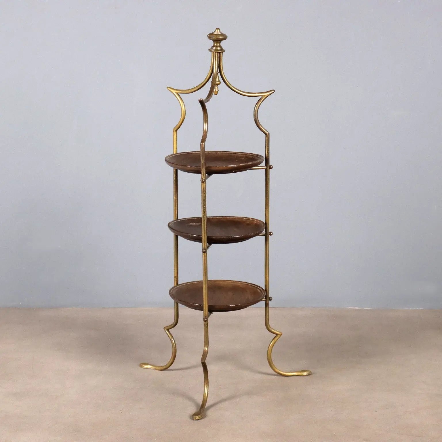 1950s Brass and Wood Storage Unit