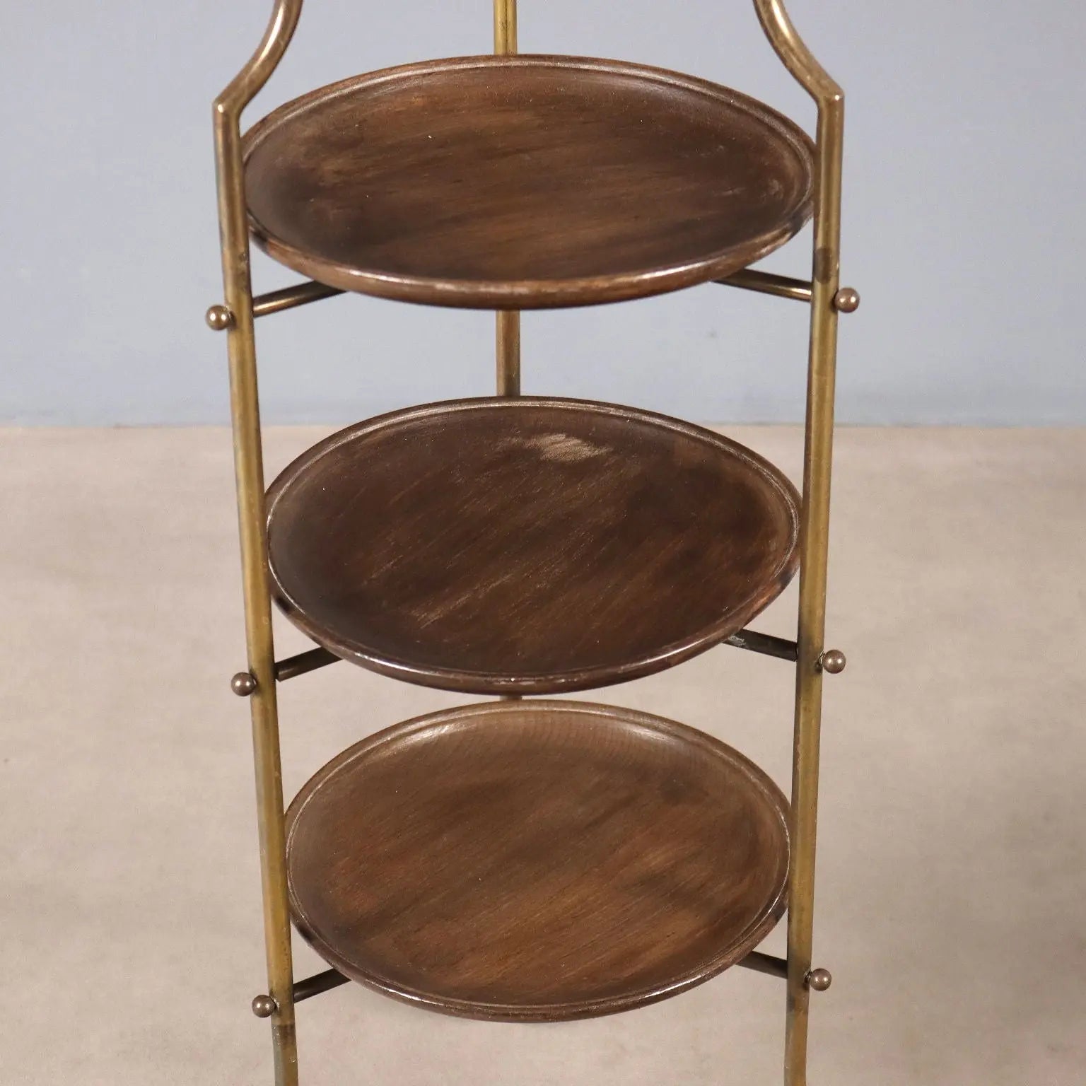1950s Brass and Wood Storage Unit