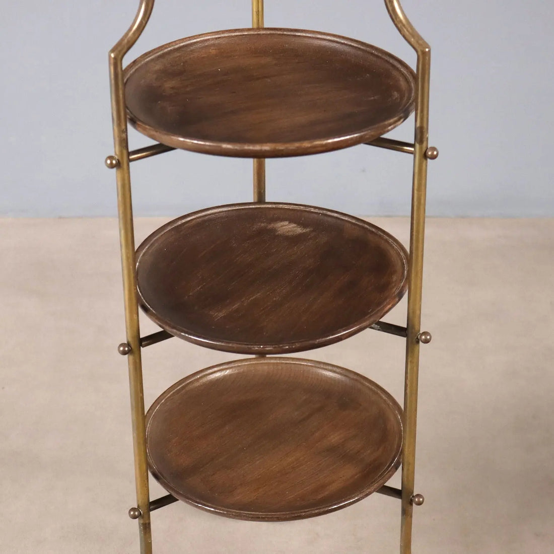 1950s Brass and Wood Storage Unit