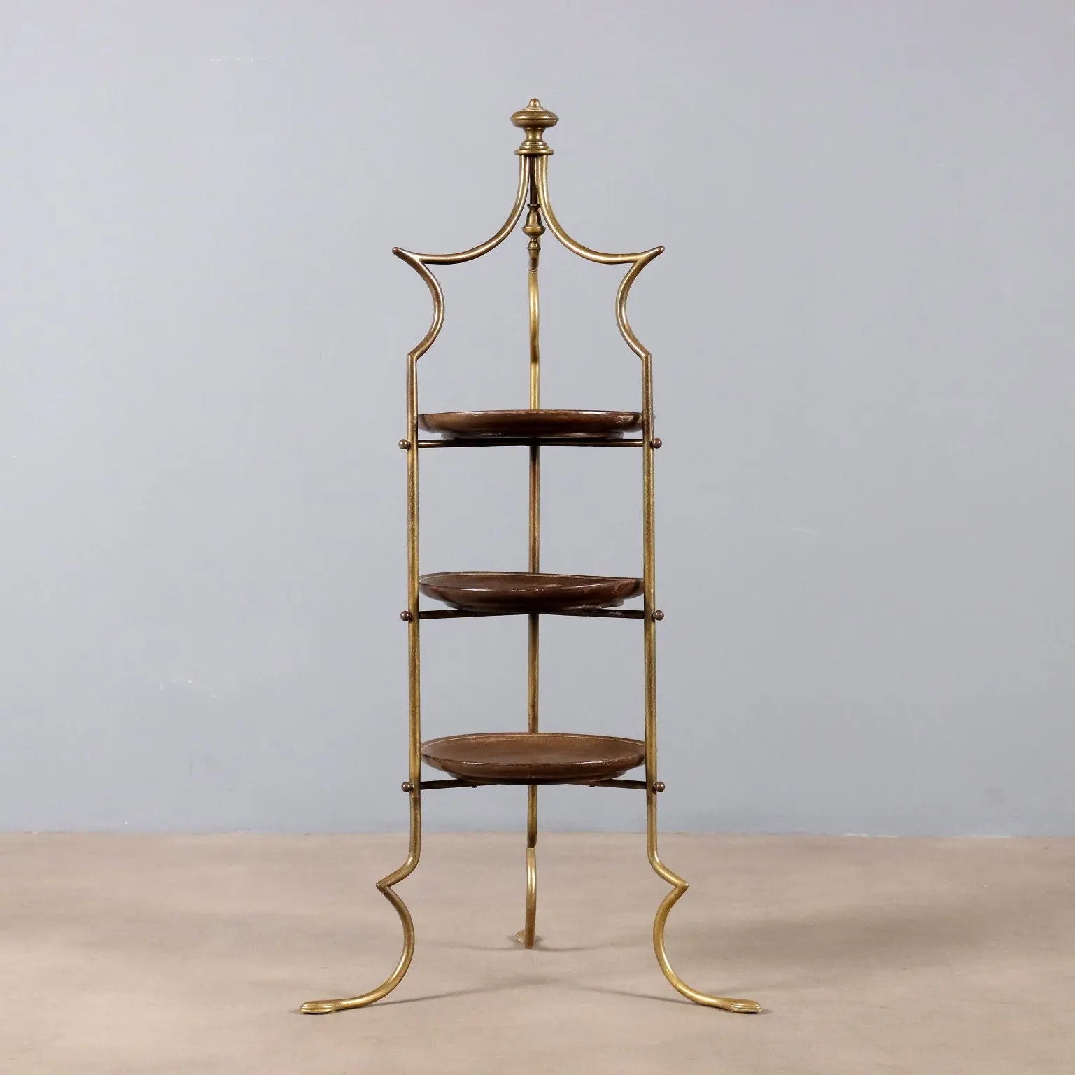 1950s Brass and Wood Storage Unit