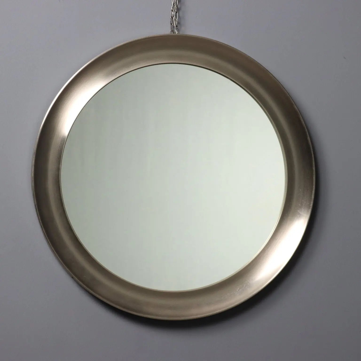 Vintage Round Mirror Iron Frame Glass Design Italy 1960s