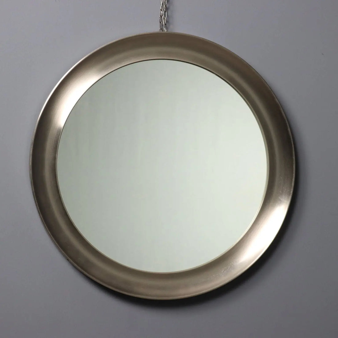 Vintage Round Mirror Iron Frame Glass Design Italy 1960s