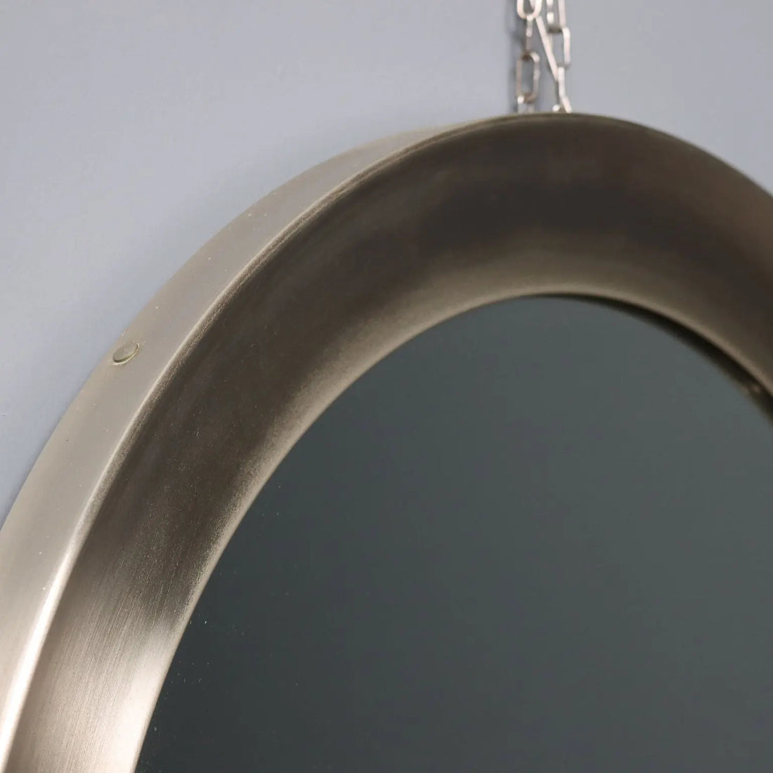 Vintage Round Mirror Iron Frame Glass Design Italy 1960s