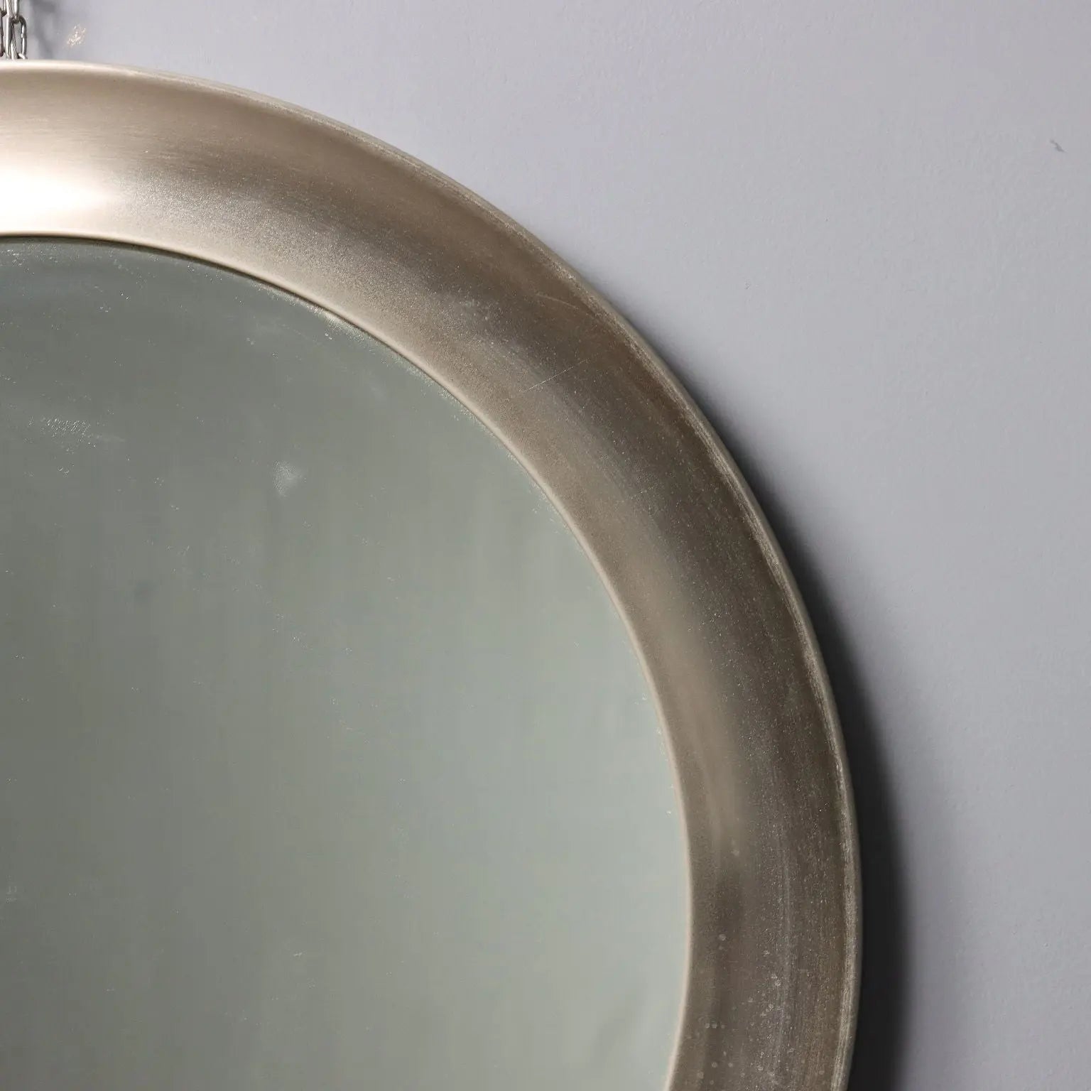 Vintage Round Mirror Iron Frame Glass Design Italy 1960s