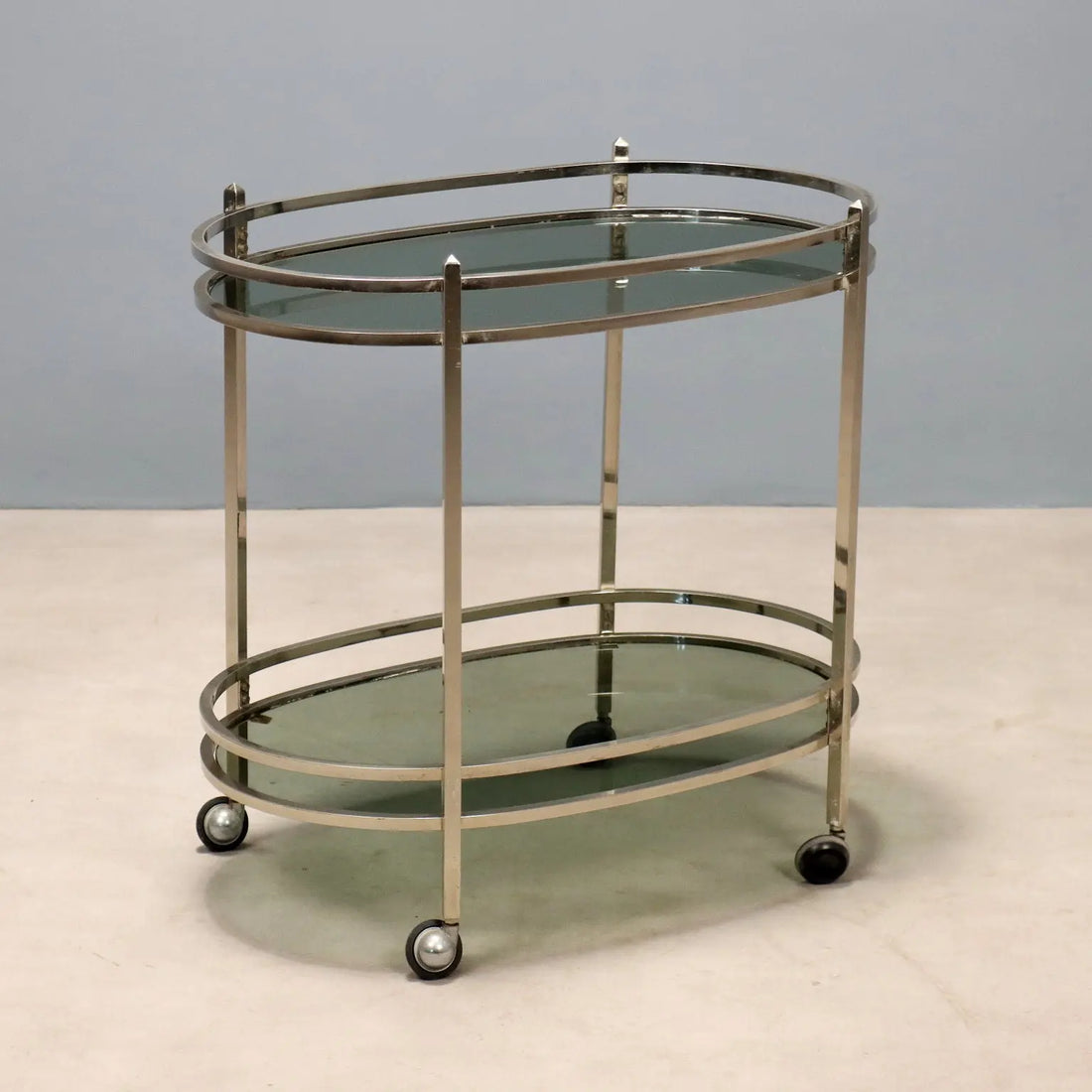Vintage Kitchen Trolley Double Top Metal Glass Italy 1970s | Modernism | Complements