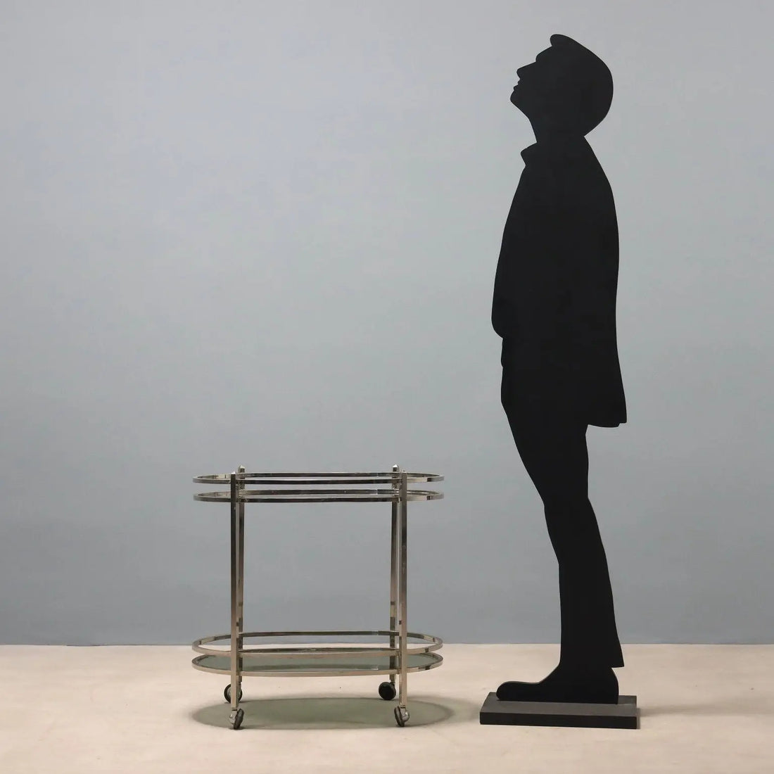 Vintage Kitchen Trolley Double Top Metal Glass Italy 1970s | Modernism | Complements