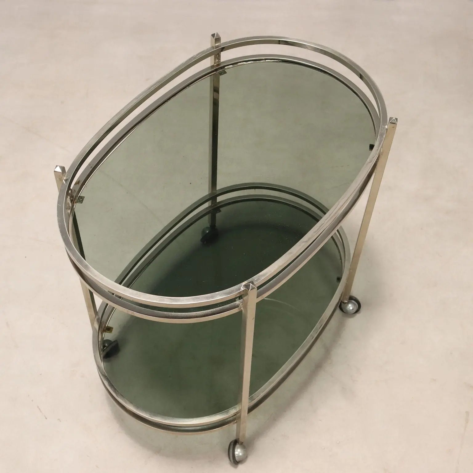 Vintage Kitchen Trolley Double Top Metal Glass Italy 1970s | Modernism | Complements
